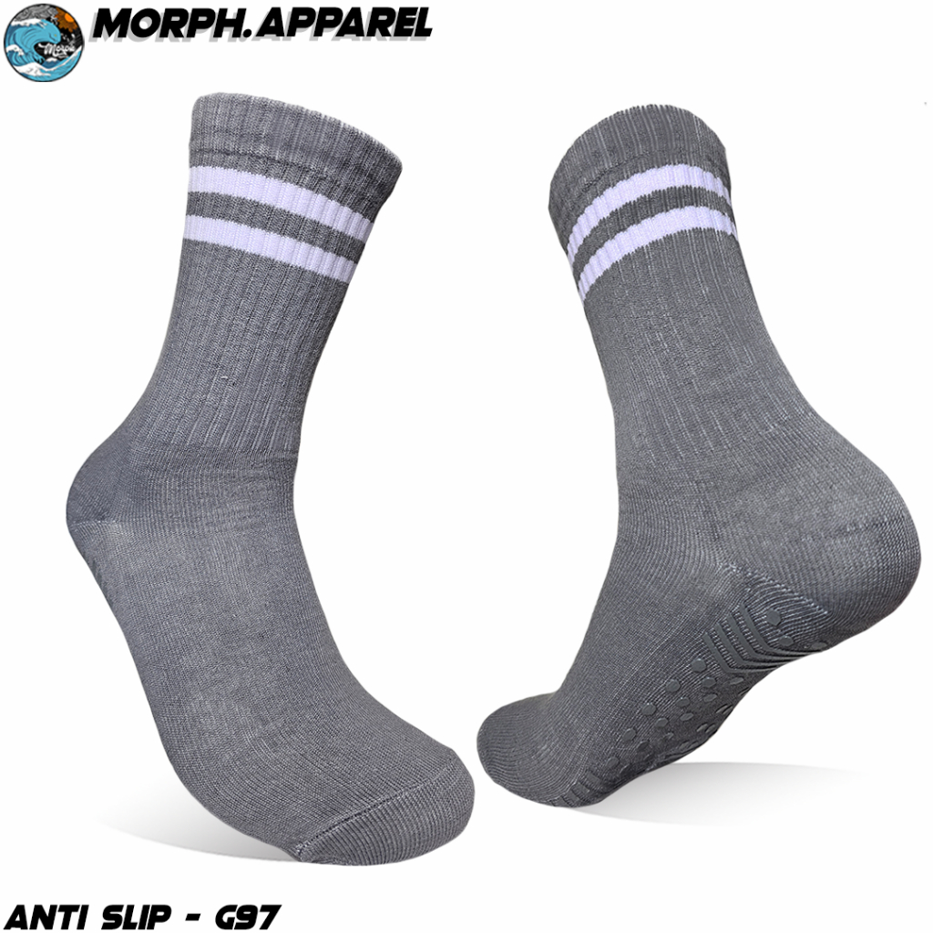 ถุงเท้ากันลื่น - ถุงเท้ากีฬาโยคะพิลาทิส Anti-Grip - ลายทาง G97 - Morph.Apparel