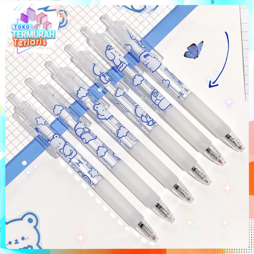 TTT น่ารักความงามปากกาหมี Motif 0.5 มม.ปากกาเจลสีดําเจลหมึกปากกาชี้เคล็ดลับปากกาลูกลื่นสํานักงานเครื