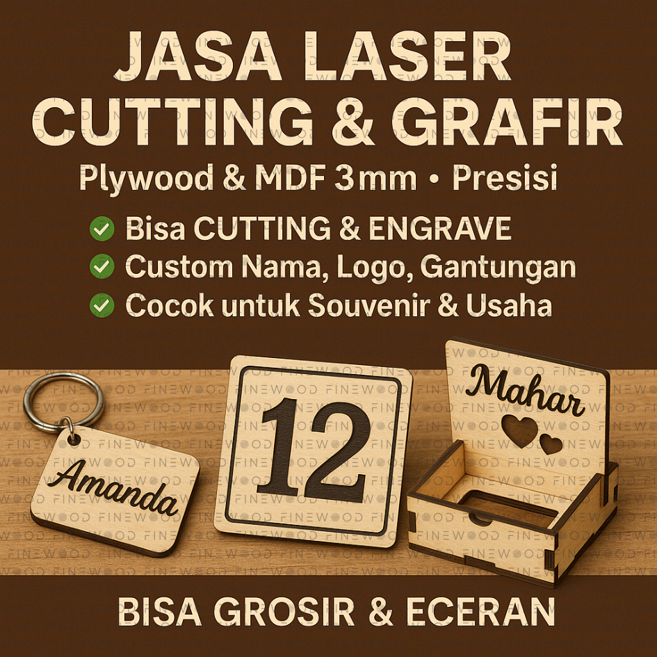 บริการแกะสลักและตัดเลเซอร์ที่มีความแม่นยําที่กําหนดเอง (Plywood & 3mm MDF)