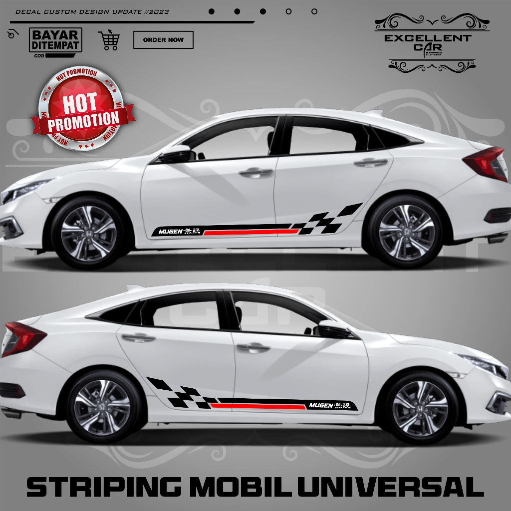 สติกเกอร์รถ UNIVERSAL สติกเกอร์รถด้านข้าง MUGEN VARIATION CODE 19M