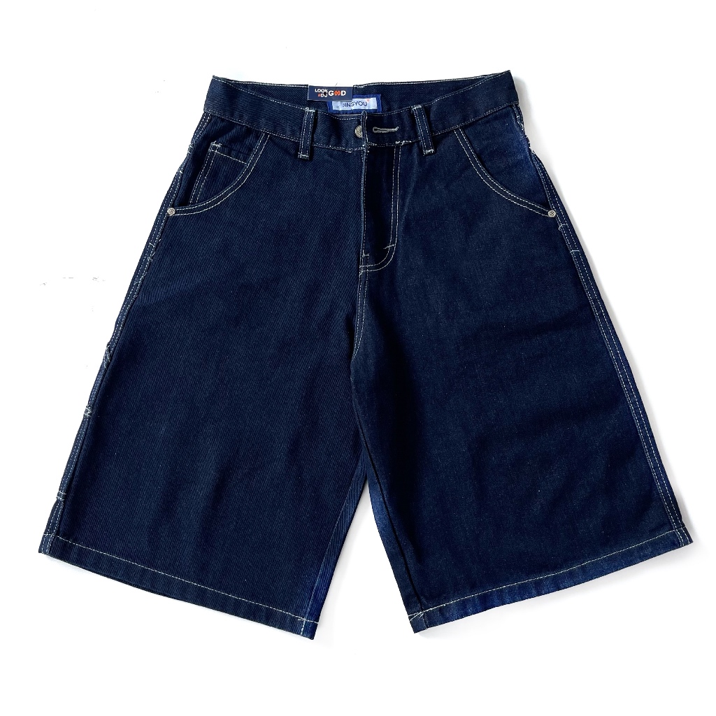 JINYOU - FIX JORTS PANTS GARMENT Baggy กางเกงยีนส์สั้น Jort กางเกงช่างไม้ Unisex Gombrang