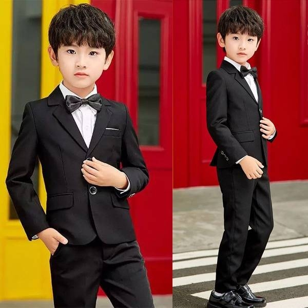 KATUN Bruno boy black blazer set for boys plus pants size 3-14th เจาะวัสดุผ้าฝ้ายมีกระเป๋า เบลเซอร์ส