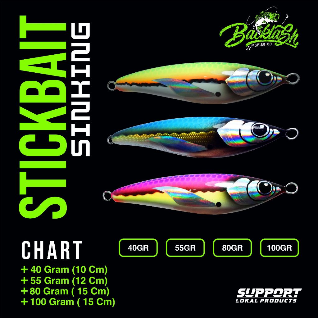 Stickbait น้ําเกลือจม 40gr, 55gr, 80gr, 100gr