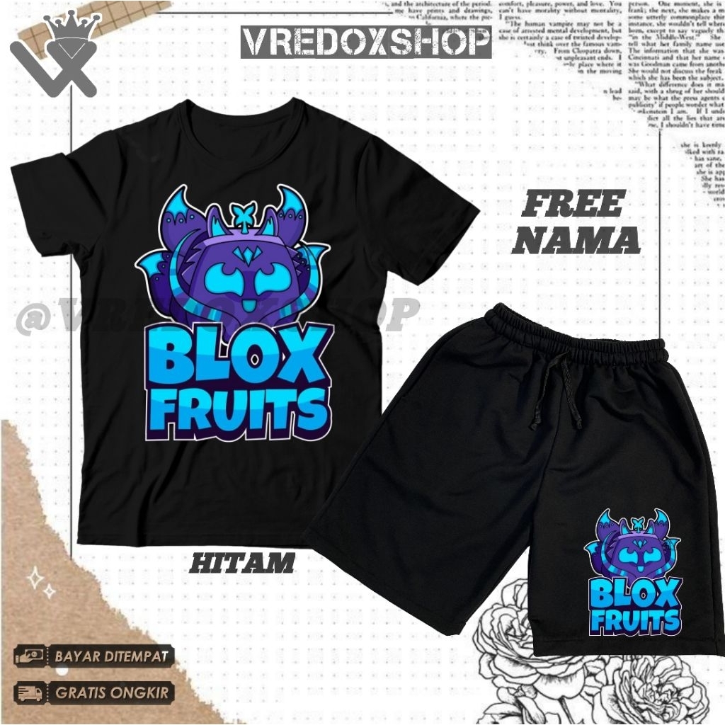 เสื้อยืดเด็กและกางเกงขาสั้นชุด Blox Fruit Kitsune Motif / Roblox Fruit Kitsune Fruit Legendary Mythi