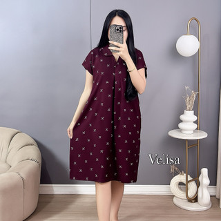 Velisa Daster Midi Wanita Busui Friendly – Homedress Lengan Pendek Motif Elegan & Adem