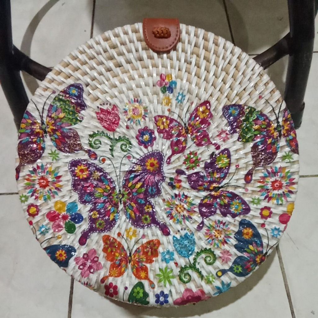 RATTAN PICTURE BAG / ROUND BAG 20CM พร้อมรูปภาพ/deco mostif