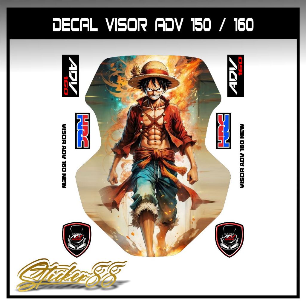 Winshield STICKER / Visor ADV 150 ADV160 LUFFY ONE PIECE / HONDA ADV 160 ADV 150 VISOR DECAL STICKER