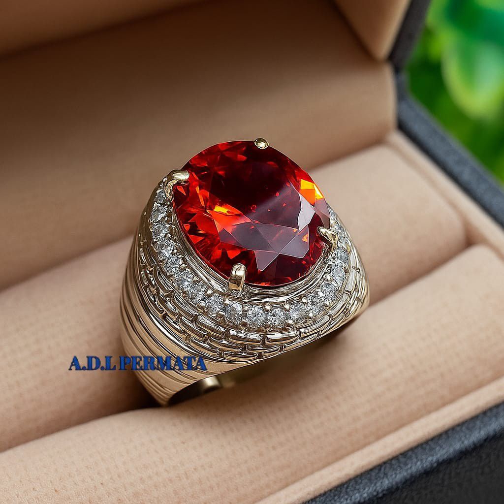 MERAH COOL AND ELEGANT GARNET RED STONE RING