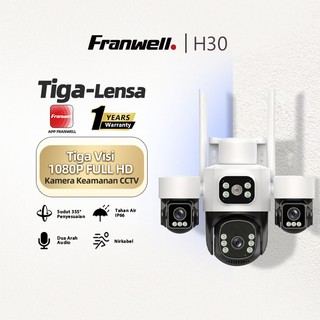 Franwell CCTV  3 Lensa Outdoor Gambar Jelas Siang Malam Tahan Hujan Mudah Pasang HP Pantau