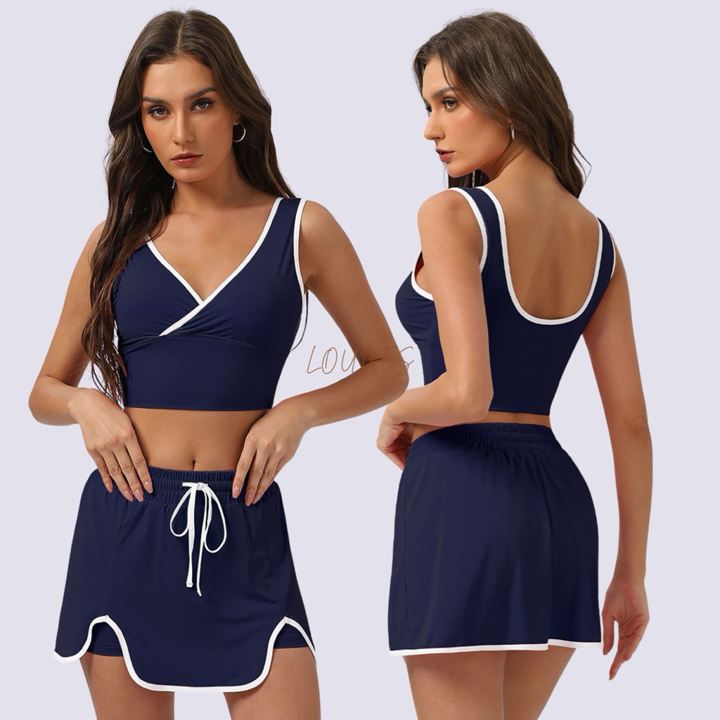 GIRLY SET - LOUVES - TANK TOP SKORT TENNIS PADEL GOLF WORKOUT GYM SET