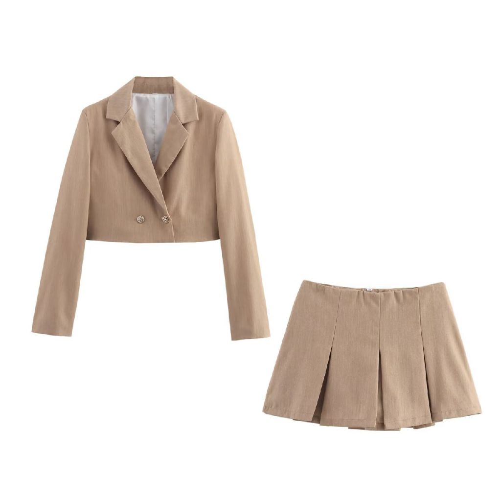 Khaki Inforsal Set Blazer+ Skort (กระโปรง+กางเกง) 77652 (IW)