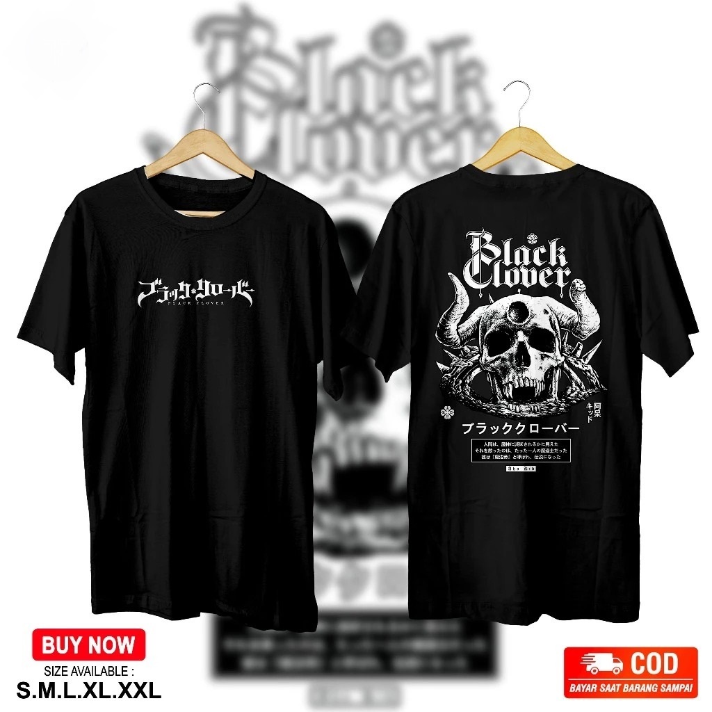 สีดํา CLOVER ANIME เสื้อยืดสีดํา CLOVER ANIME DISTRO เสื้อยืดผู้ชายเสื้อยืดผู้หญิง