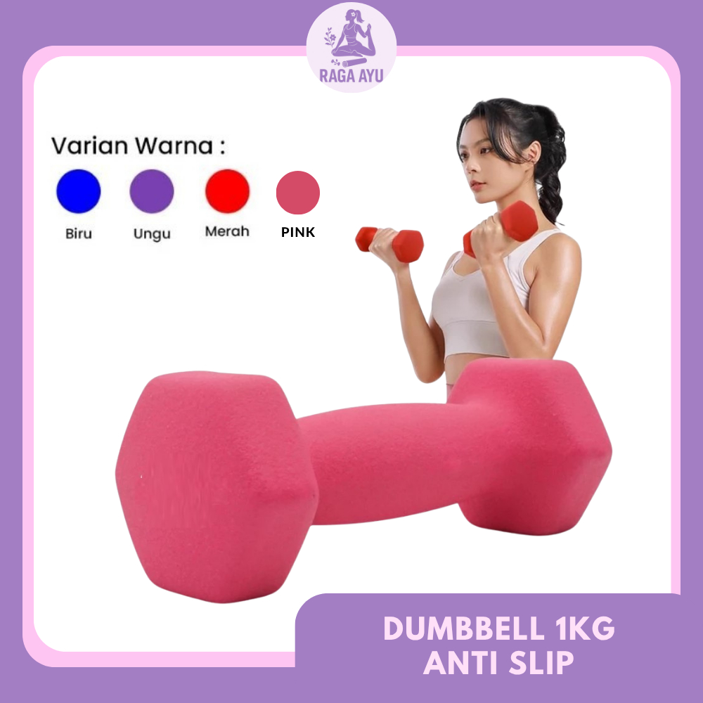 RA - Dumbell 1Kg / Hexagonal Barbell Premium Anti-Slip Dumbell / Anti-Slip Dumbbell