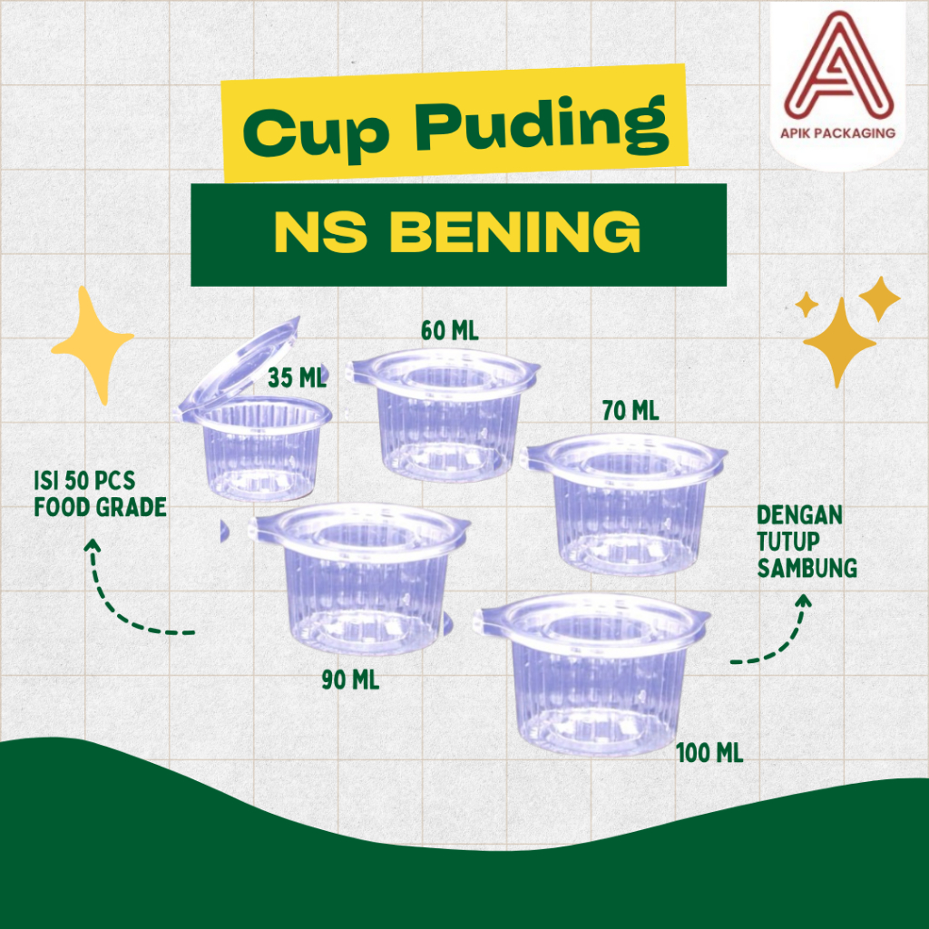NS CLEAR PUDDING CUP ขนาด 100ML 1 แพ็คกระชอน 50 ชิ้น / 100ML TTEN PUDDING CUP