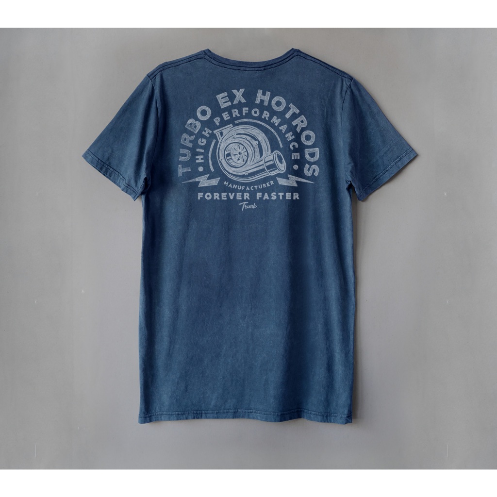TRUNK TURBO BLUE T-SHIRT COOL CLOTHES DISTRO เสื้อยืด WASHES MOTORCYCLE