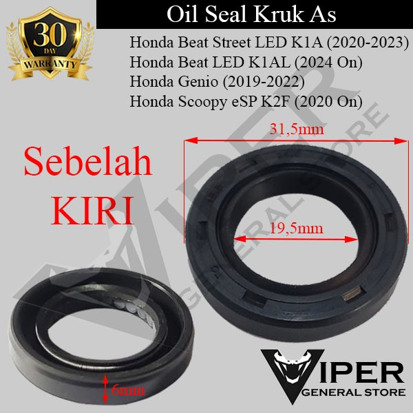 ซีลน้ํามันเพลาข้อเหวี่ยงซ้ายซีล Genio Beat Scoopy 2021 91202-K0J-N01 (19.5x31.5x6) (M0009)