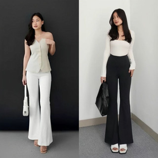 Celana Cutbray Scuba Premium Highwaist | Celana Cutbray Wanita Flare Pants Fit Stretch Melar Elastis
