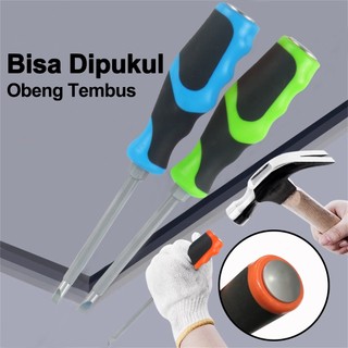 Obeng Bolak-Balik Karet 3 Posisi Tembus Ketok Palu Plus Minus 2 Way Magnet Multifungsi Anti-Slip