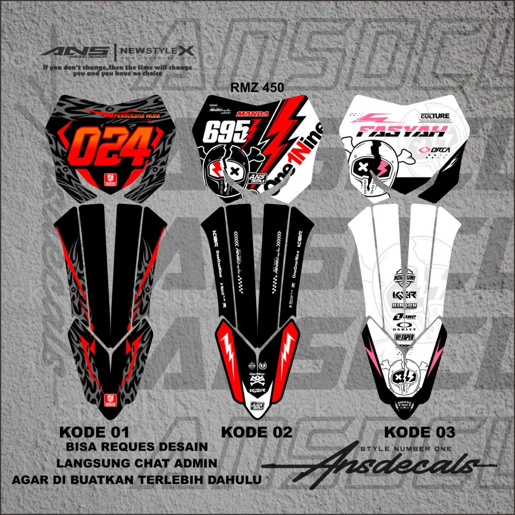 จํานวนแผ่นสติกเกอร์และสติกเกอร์บังโคลนหน้า Rmz 450 ใหม่ Rmz Fender Decal สติกเกอร์ Rmz 450