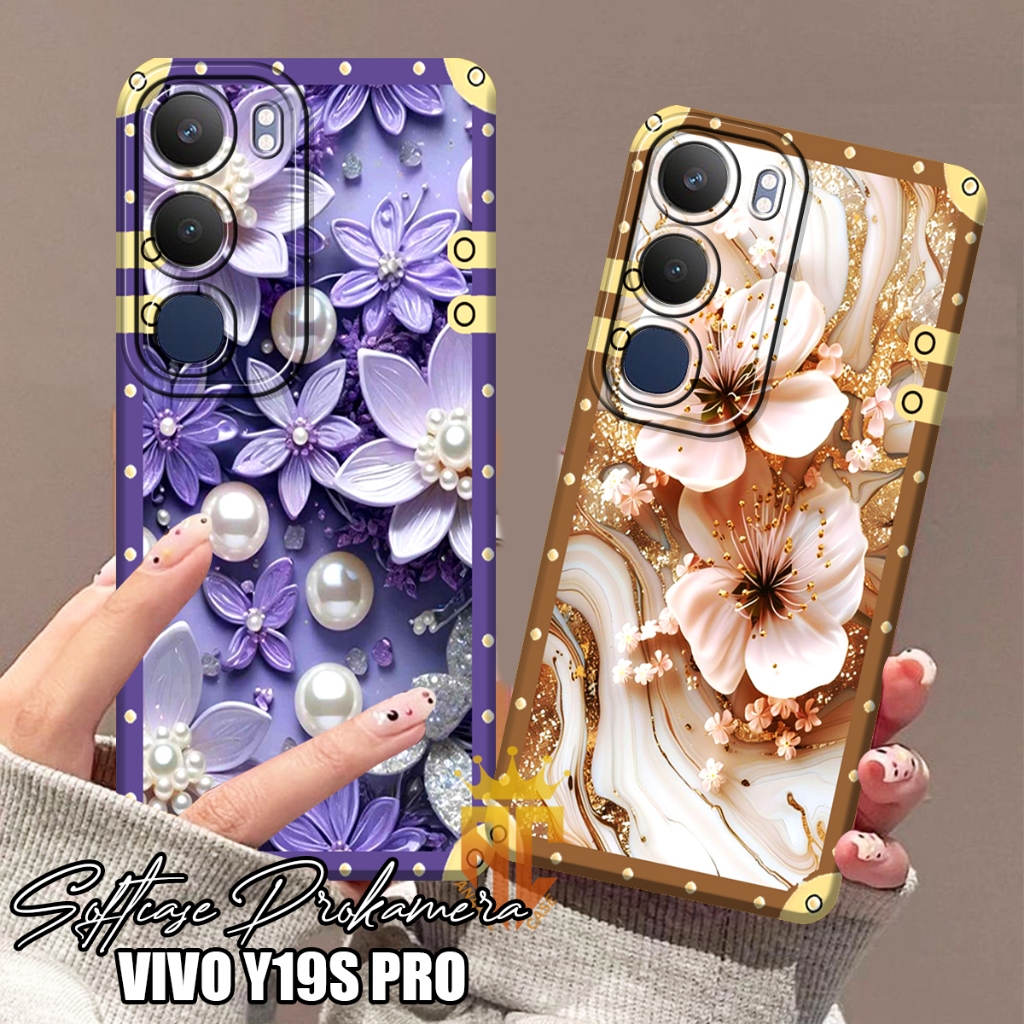 HP Softcase VIVO Y19S PRO - Y19S เคสแฟชั่นล่าสุด Flower Motif กรอบสวย - เคสโทรศัพท์ Vivo - เคสล่าสุด