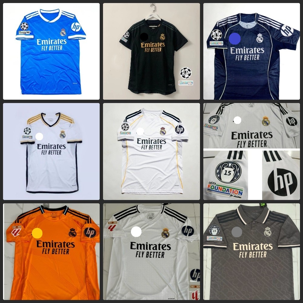 MADRID บ้าน AWAY 3RD PATCH UCL JERSEY เสื้อฟุตบอล 2023 2024/2025 2026 เกรด ORI BIG JUMBO XXL 2XL XXX
