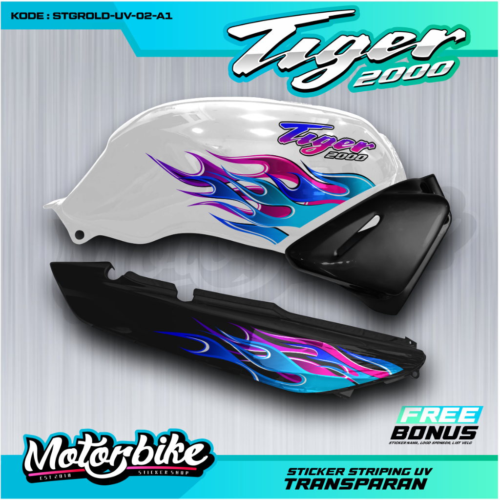สติ๊กเกอร์ UV Striping UV โปร่งใส Tiger Honda TIGER OLD TIGER OLD 2000 Fire Motif Design-STGROLD-UV