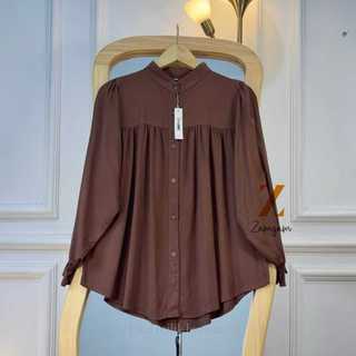 Alyssa Blouse Rayon Twill Kemeja Wanita Kancing Busui Baju Cewek Kerja Terbaru