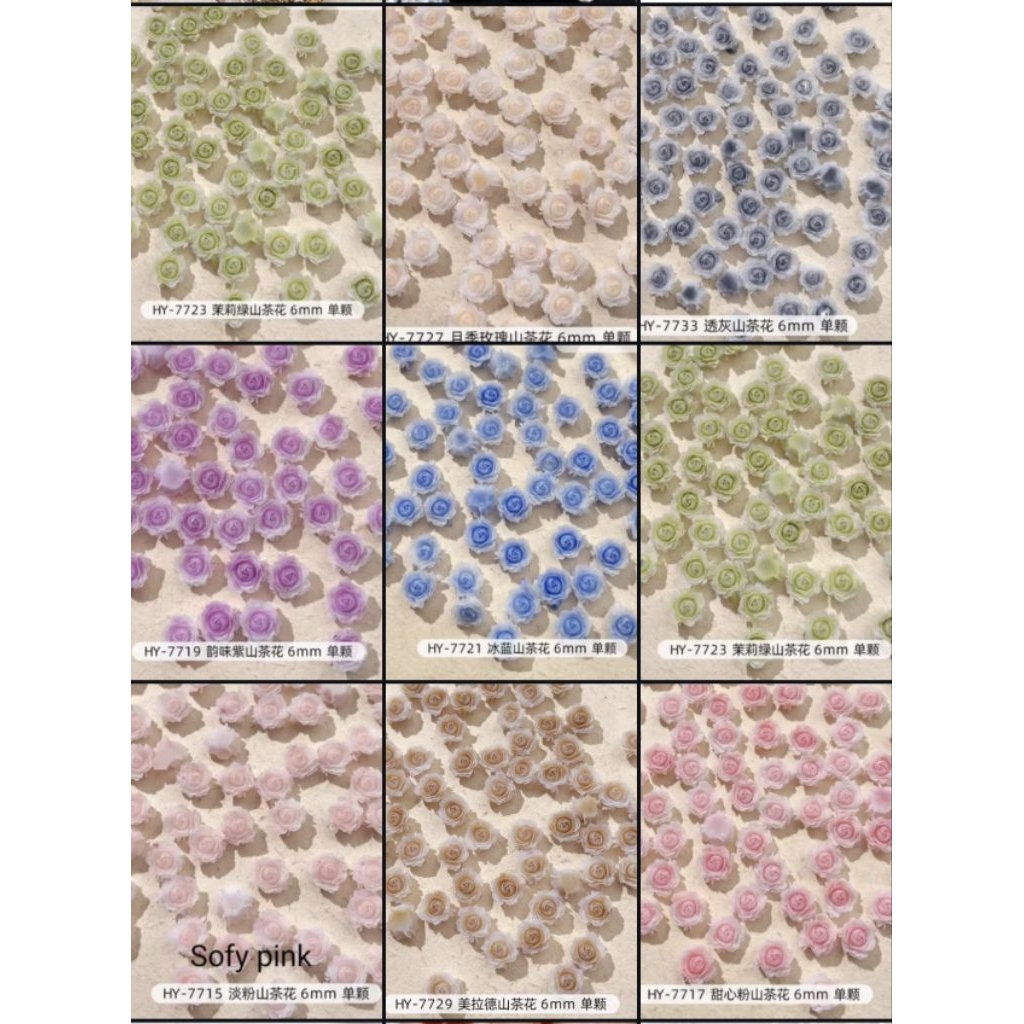 MAWAR ROSES FLOWERS DECORTATION FAKE NAILS CONTENDTS 25 ชิ้น