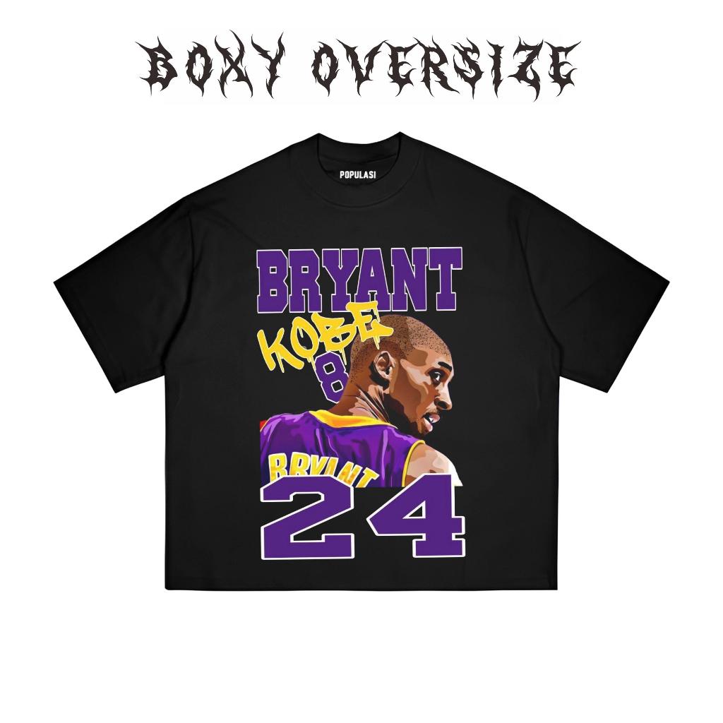 Cavenza - เสื้อยืด Boxy ขนาดใหญ่ Kobe Bryant 24 เสื้อยืดสีดําสําหรับผู้ชายและผู้หญิง