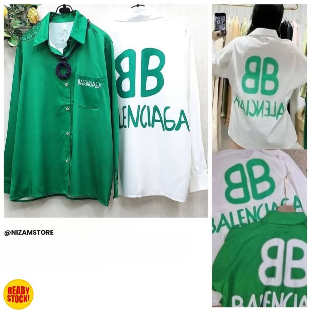 KATUN KEMEJA Nizamstore ผู้หญิงที่สง่างามนําเข้าผ้าไหมผ้าฝ้ายเสื้อ Oversize สไตล์กลับ BB Design LD 1