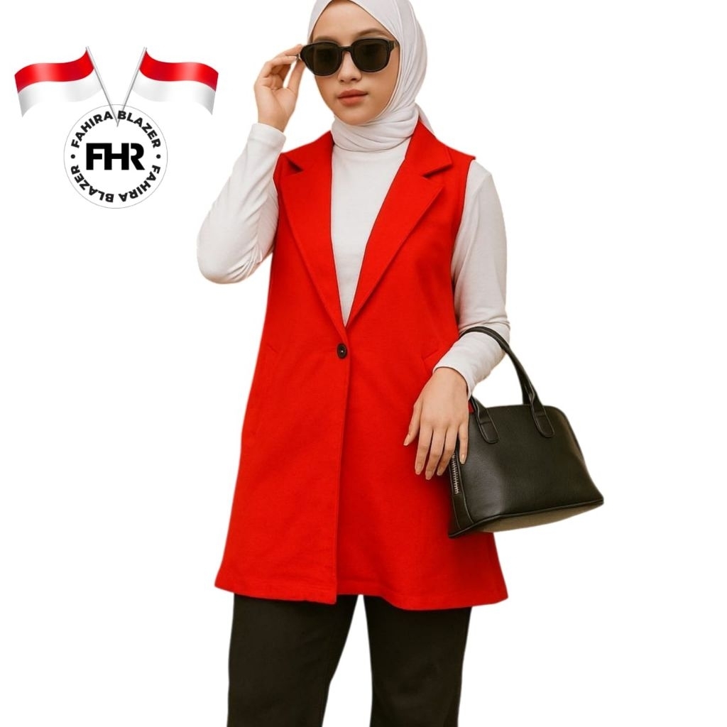 MERAH OUTER VEST, CARDIGAN ผู้หญิง BOLERO VEST, แดงและขาว, ฉบับพิเศษ