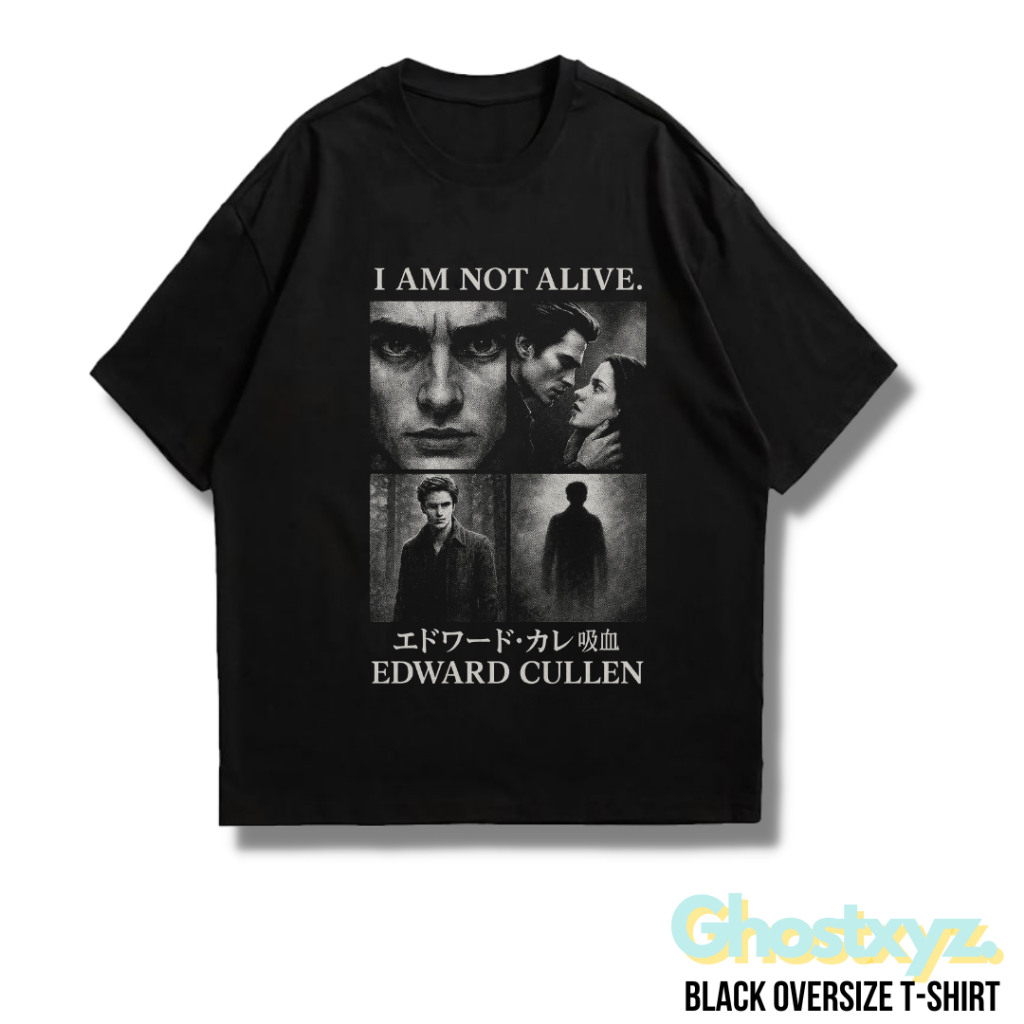 Ghostxyz เสื้อยืด Edward Cullen สีดํา Oversize Vintage Tee