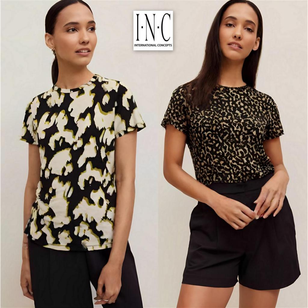 Mode Republic - Cotton Crew Neck Ruched Side Top - Daily Casual Knit Top - Elegant Premium Short Sle