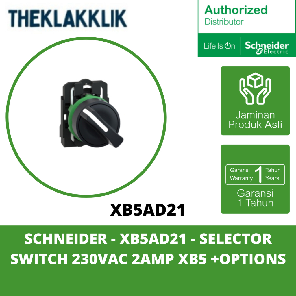SCHNEIDER - XB5AD21 - สวิตช์ SELECTOR 230VAC 2AMP XB5 + OPERATIONS
