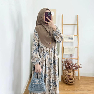 Azura Midi Dress Rayon Motif Bunga by Impusstore Bahan Rayon Premium Terlaris Ld 110 Pb 125