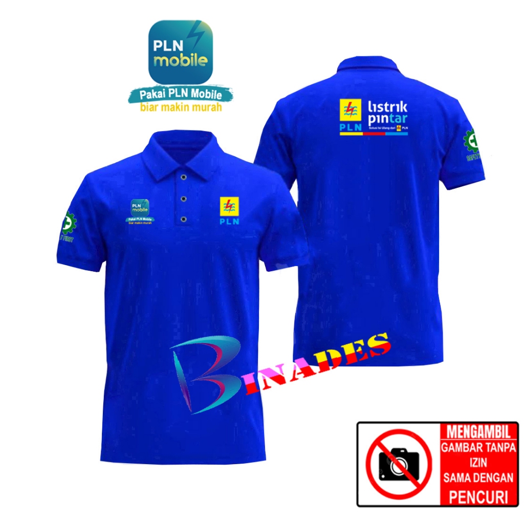 ขายเสื้อยืด เสื้อยืดคอปก PLN SMART - PLN MOBILE - ใช้ PLN Mobile - ให้มันขึ้น - ประเภท - B B BINADES