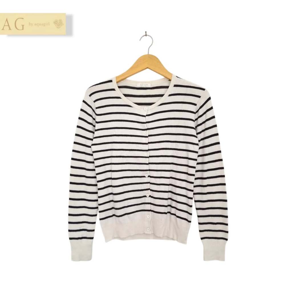 เสื้อคาร์ดิแกนเบสิคลายทาง O-BW (CODE: B89-16)