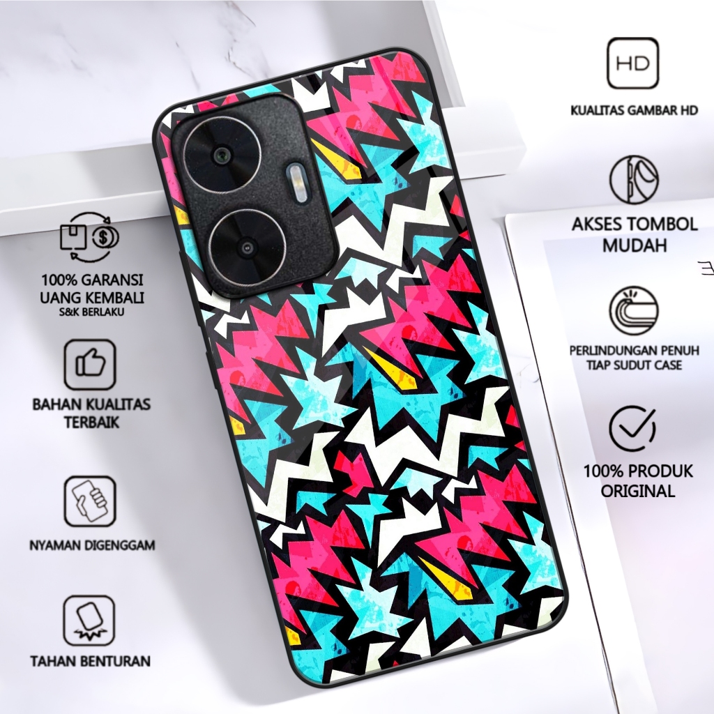 REALME C55 Fashion Case ABSTRACT3 ART Last GLASS SOFTCASE For Men and Women - Glossy Hardcase Softca