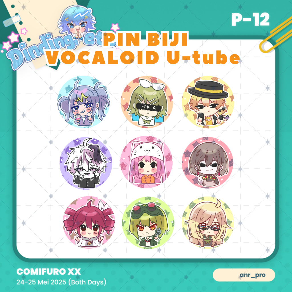 Vocaloid SONGS Pin ปุ่ม 3.2 ซม. Doff FANMERCH VOCALOID Hatsune Miku ความปลอดภัย pin