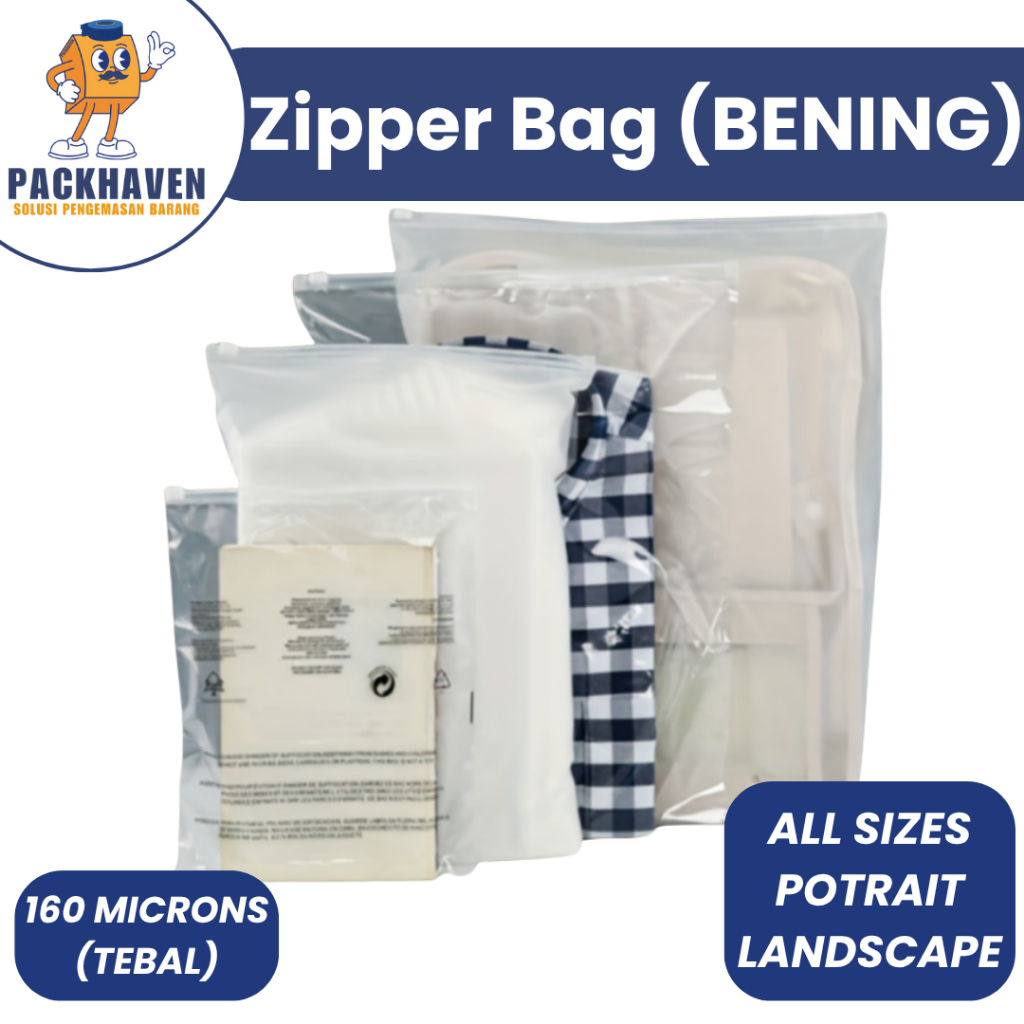 [CLEAR] Zipper Bag PackHaven Bening /Clear / Zipper Lock Storage / Travel Pouch / Zipper Bag Wholesa