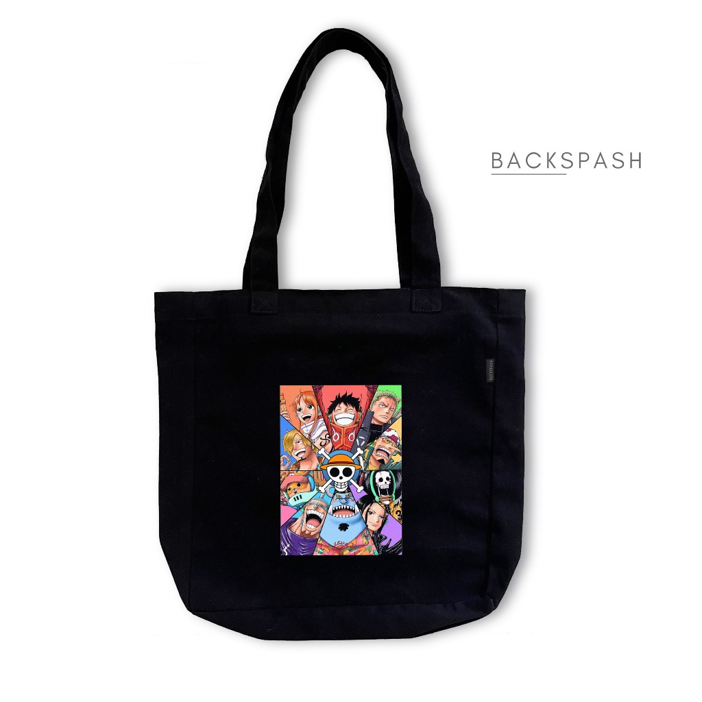 Anime One Piece Luffy 25TH P4 H2 Black Canvas Tote bag - Mens and Womens College Tote bag TKH