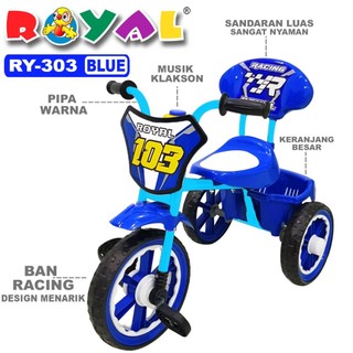 SEPEDA RODA TIGA ANAK ROYAL 3IN1 RY 303  TRICYCLE RACING ANAK LENGKAP DENGAN MUSIK & KERANJANG