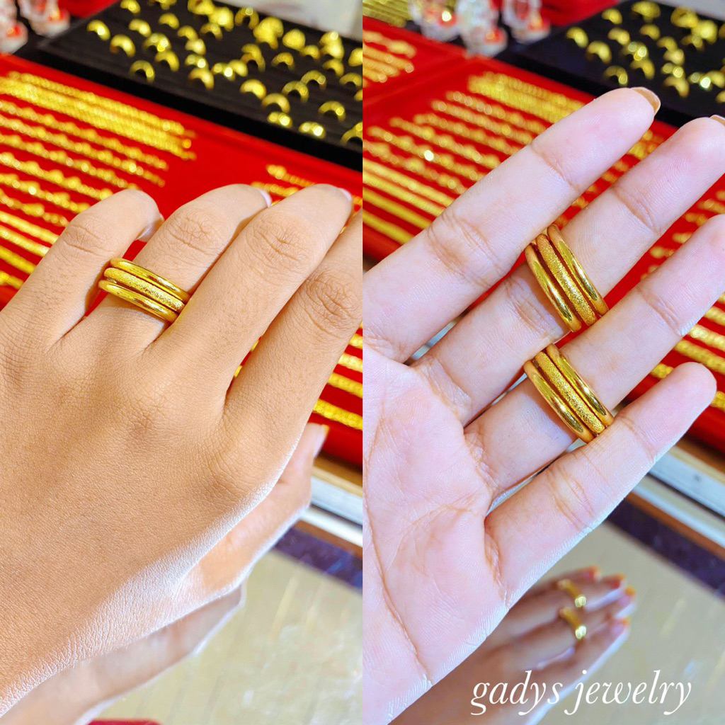 REPLIKA 3 ชั้น 24krt Gold Crum Gold Wrap Ring 8 กรัม แหวนผู้หญิง Replica Gold Premium