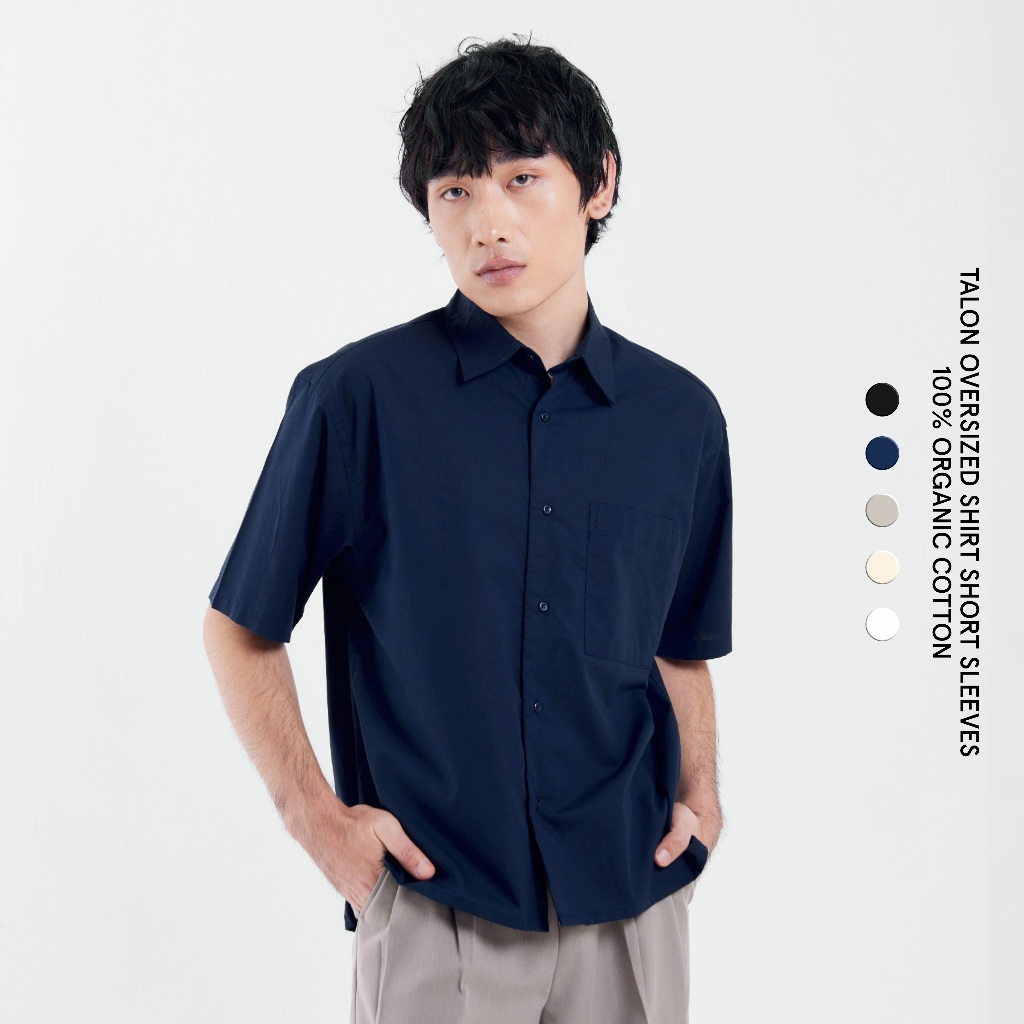 KEMEJA Crowstudios Talon เสื้อเชิ้ตโอเวอร์ไซส์แขนสั้น / เสื้อเชิ้ตแขนสั้นผู้ชายขนาดใหญ่