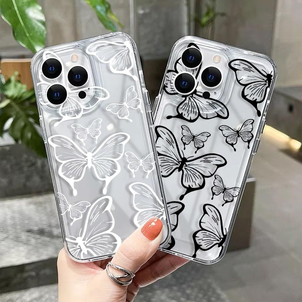 Glossy Clear Caseแฟนซีผีเสื้อพรีเมี่ยมคู่ปลอกOppo C53 C51 C51S C61 C63 C65 C75 A3X A3 Pro 5G A60 Ren