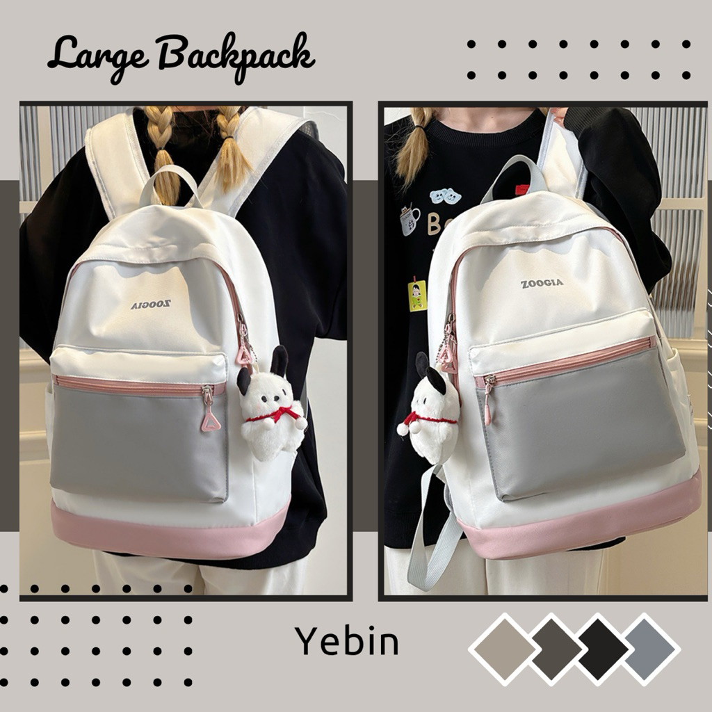 Yebin Fashion Bag Large Backpack กระเป๋าเป้นักเรียนสไตล์เกาหลี อินเทรนด์ Tritone
