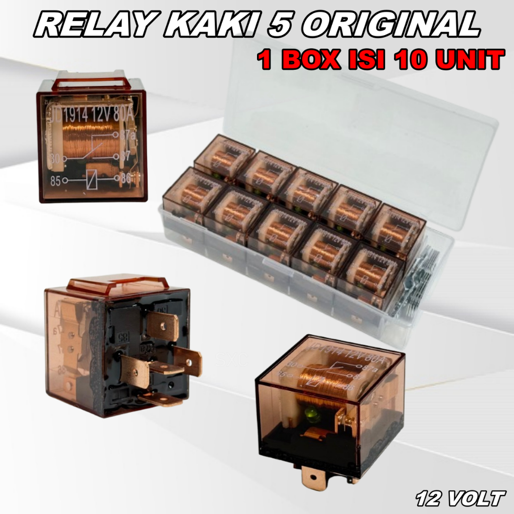 ! TRANSPARENT RELAY 5 LEGS 12 VOLT 80 CAMPER 1 กล่อง CONTAINS 10 PCS PREMIUM QUALITY SXC RELAY 5 LEG