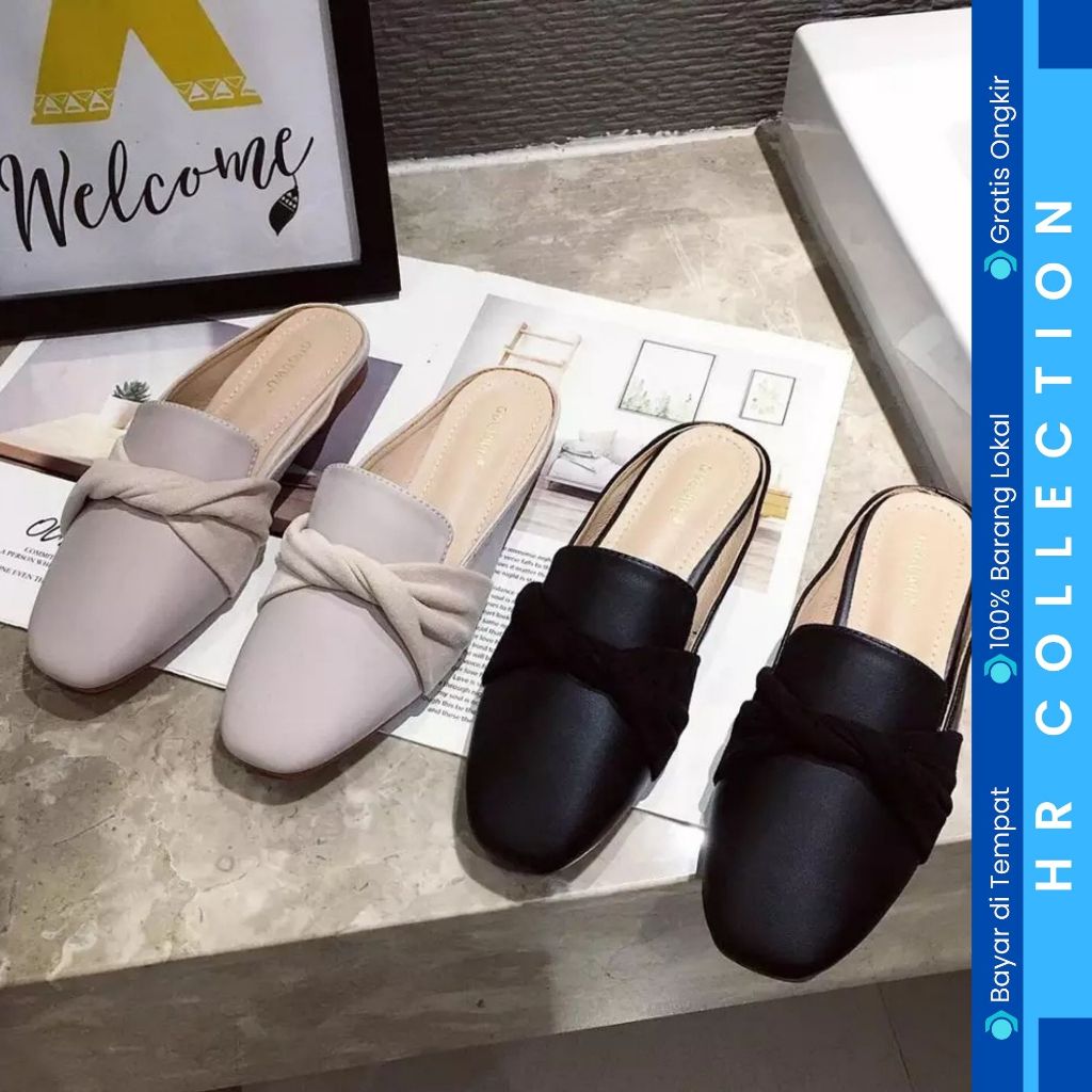 HR COLL - รองเท้าผู้หญิง SLOPE ROUND TOE SYNTHETIC MATERIAL PLAIN CASUAL RELAXED FORMALSHOES FLAT 3 