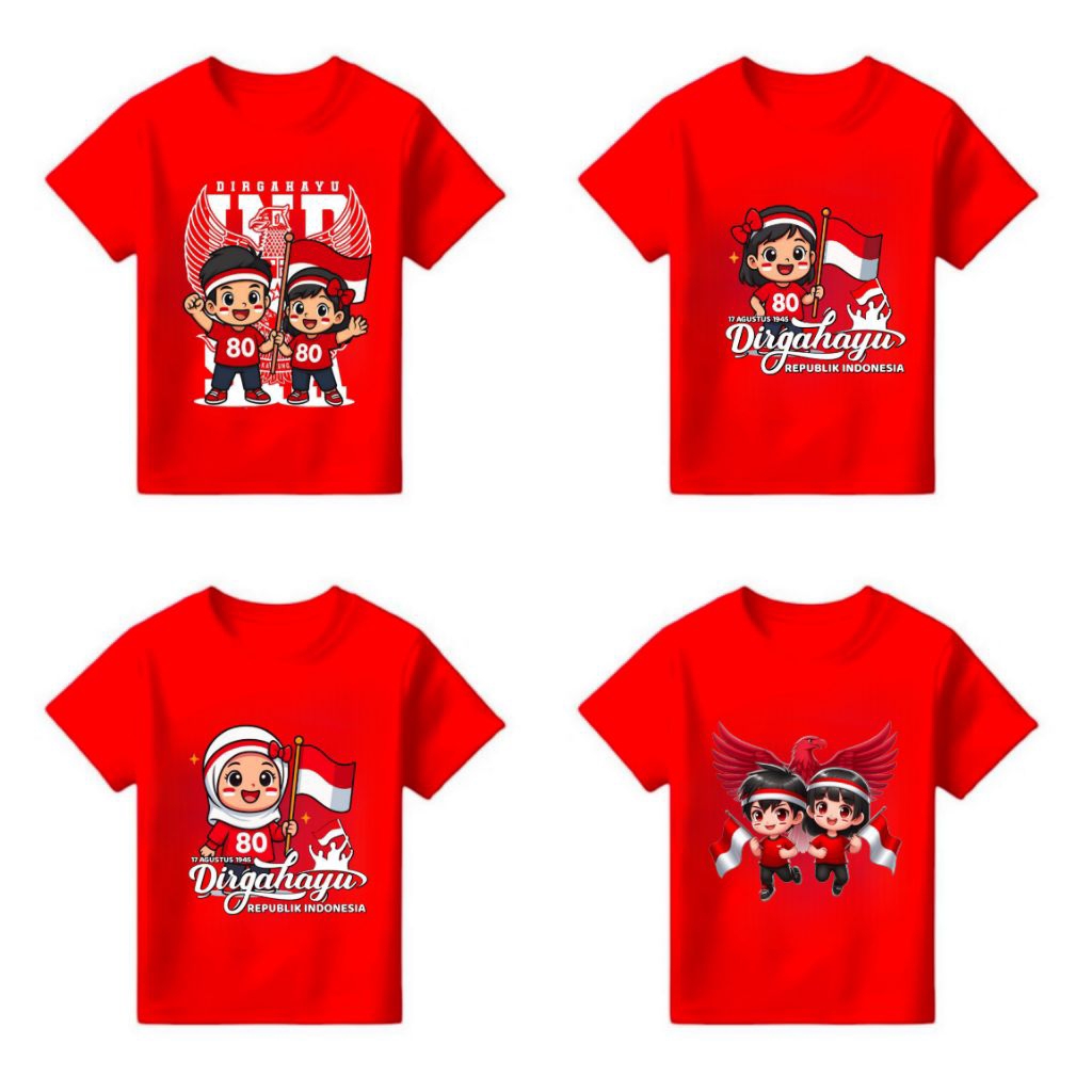 เสื้อยืดเด็ก Unisex สําหรับเด็กหญิงและเด็กชาย-1-11 Years - 17 August Independence Motif