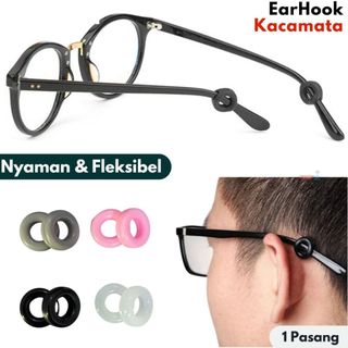 EarHook Anti slip Silikon Penahan Kacamata Anti Melorot Karet Penahan Telinga Model Bulat 1 pasang